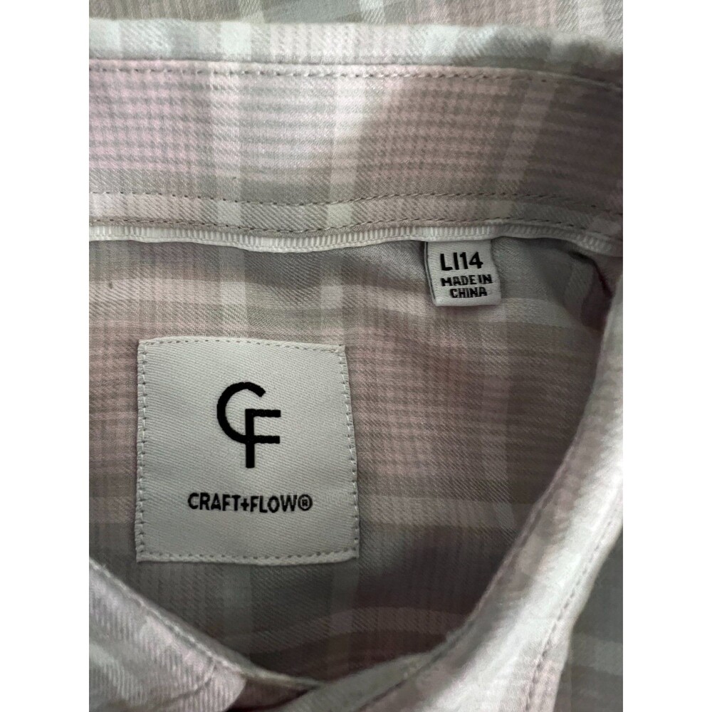 CRAFT+FLOW Pink Light Blue Long Sleeve Button-Up Shirt Boys L 14 - Picture 6 of 8